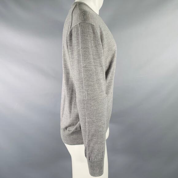 GIORGIOLINI Size M Grey Merino Wool V-Neck Pullover - Picture 2 of 8